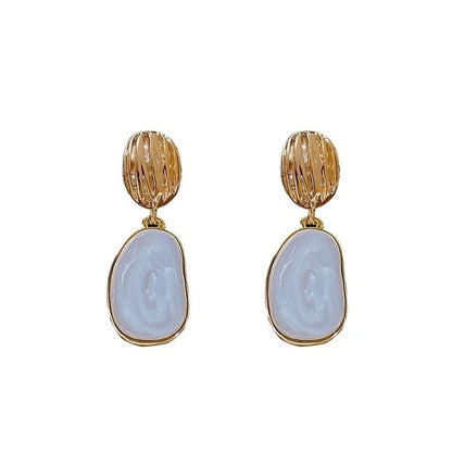 Textured Oval Drop Earrings