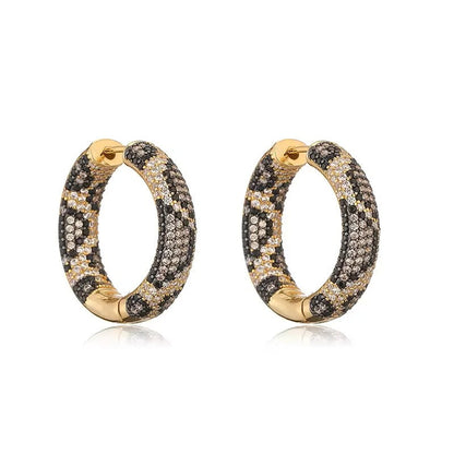 Paved Leopard Hoop Earrings