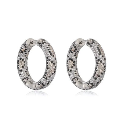 Paved Leopard Hoop Earrings