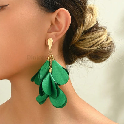 Leopard Petal Drop Earrings