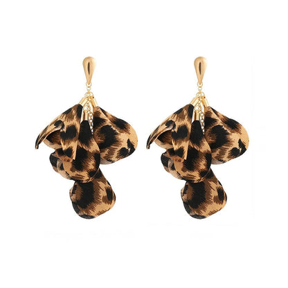 Leopard Petal Drop Earrings