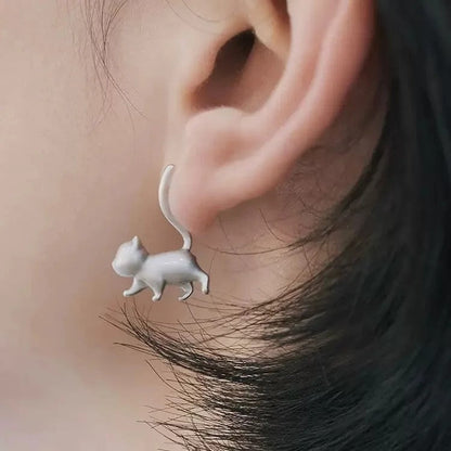 Walking Cat Stud Earrings