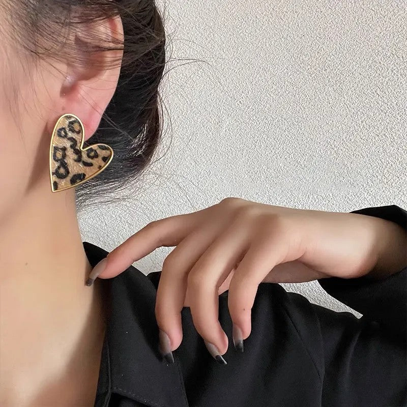 Leopard Heart Earrings
