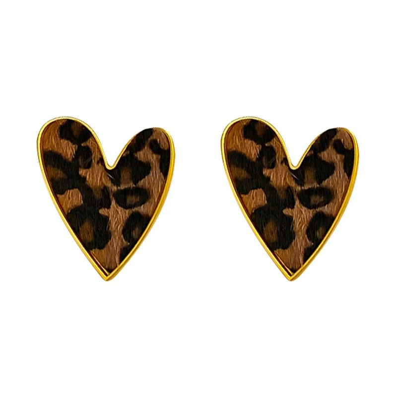Leopard Heart Earrings
