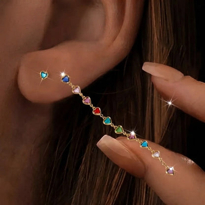 Multicolor Heart Drop Earrings