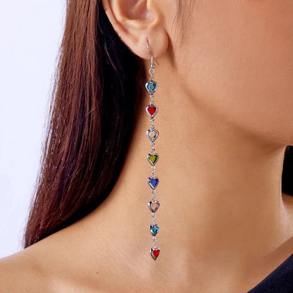 Multicolor Heart Drop Earrings