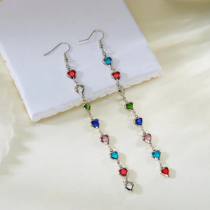 Multicolor Heart Drop Earrings