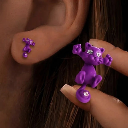 Climbing Blue Cat Stud Earrings