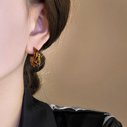 Leopard Square Hoop Earrings