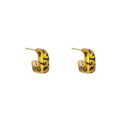 Leopard Square Hoop Earrings