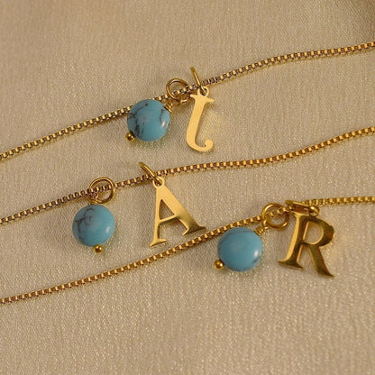 Turquoise Initial Necklace