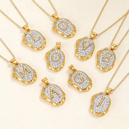 Crystal Initial Pendant Necklace