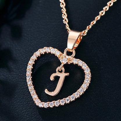 Crystal Initial Heart Necklace