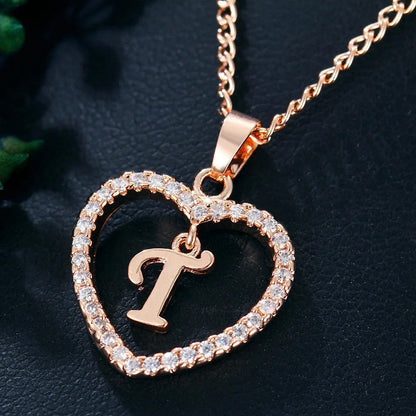 Crystal Initial Heart Necklace