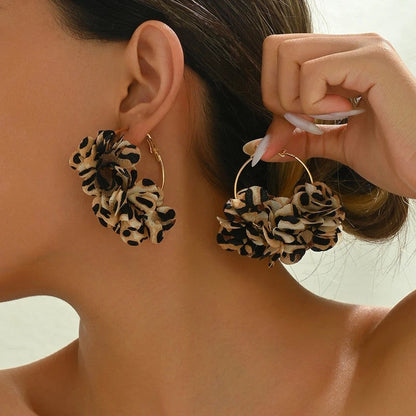 Leopard Flower Drop Earrings