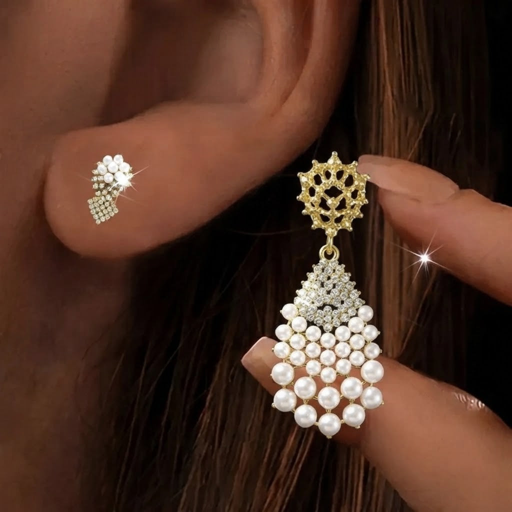 Pearl & Crystal Drop Earrings