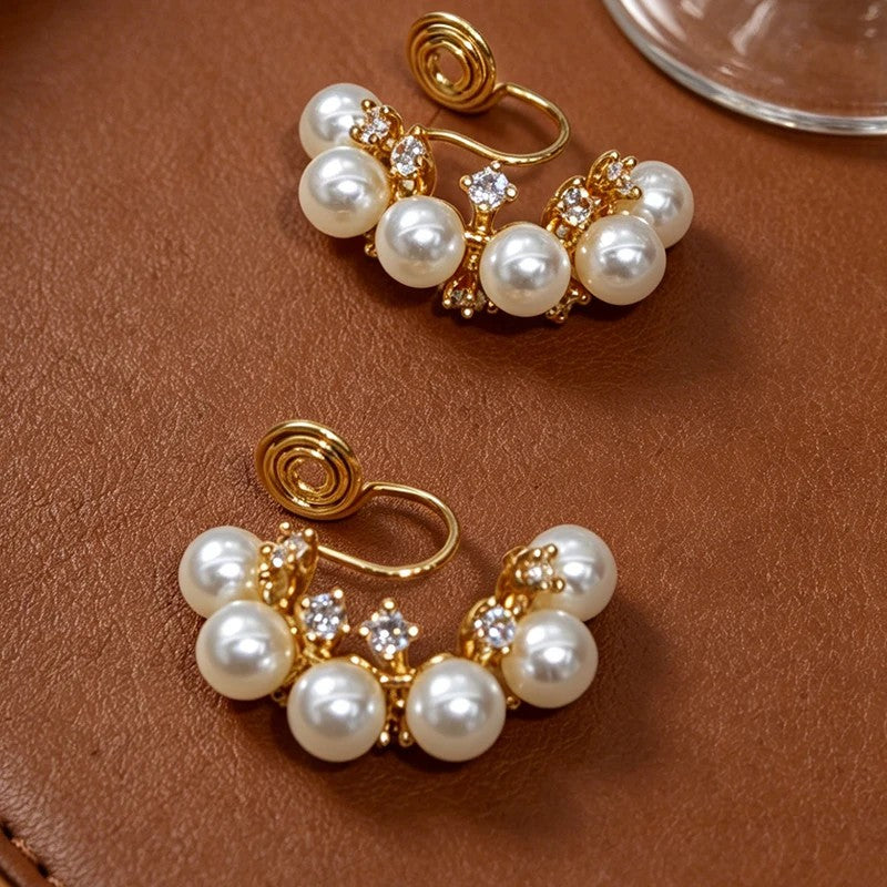 Pearl & Crystal Clip-On Earrings
