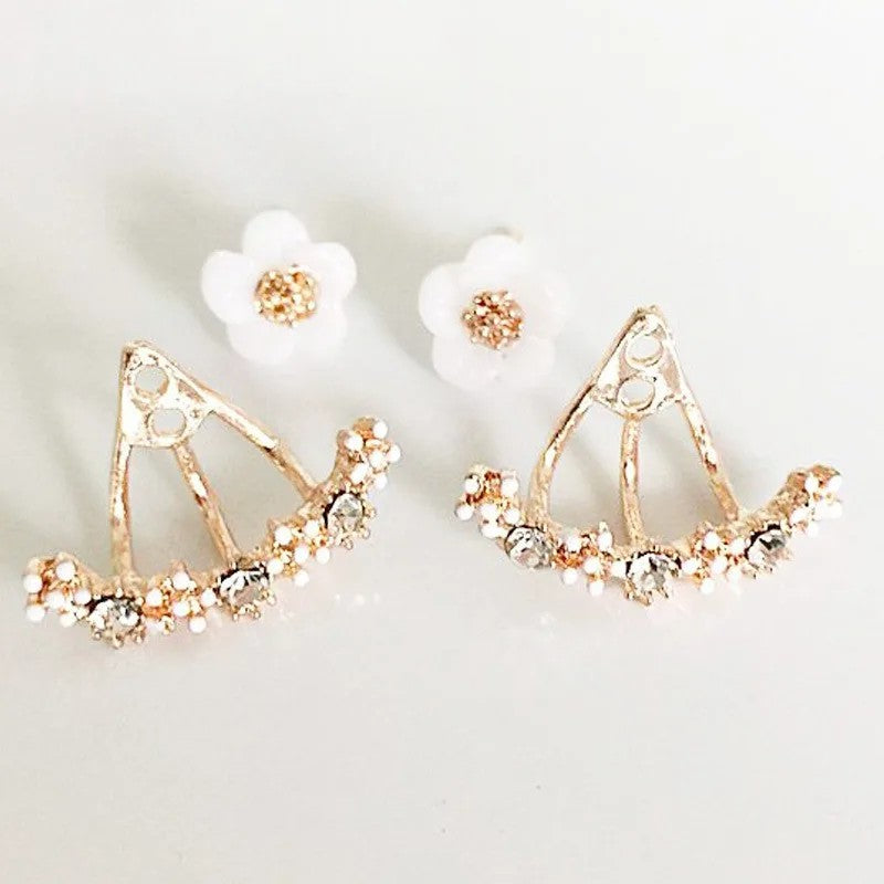 White Flower Arch Stud Earrings