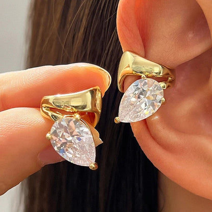Teardrop Crystal Clip Earrings