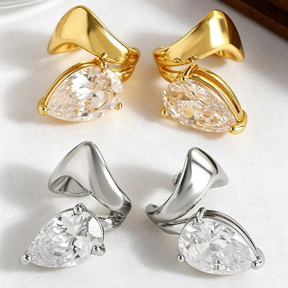 Teardrop Crystal Clip Earrings