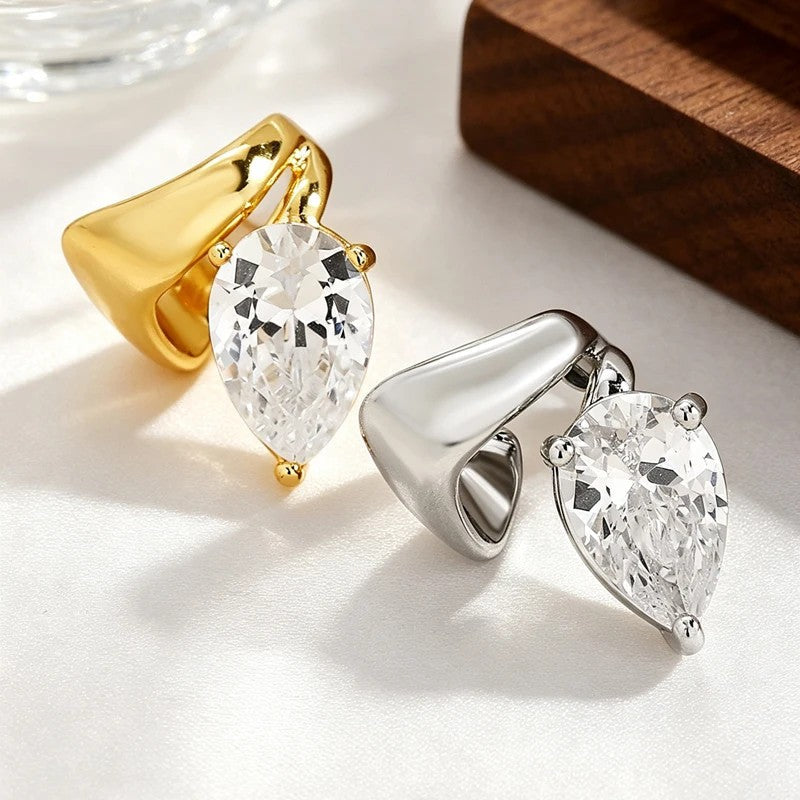 Teardrop Crystal Clip Earrings