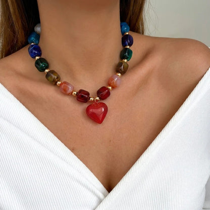 Colorful Heart Beaded Necklace