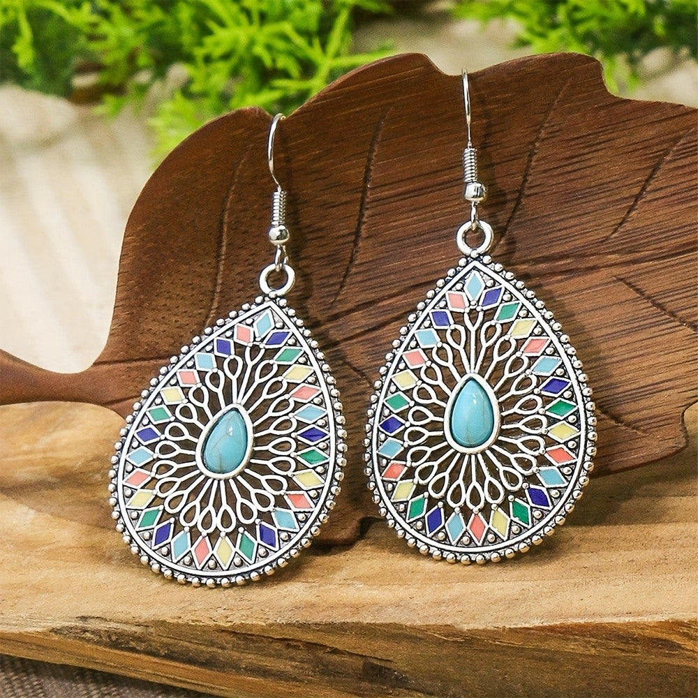 Blue Mosaic Teardrop Earrings