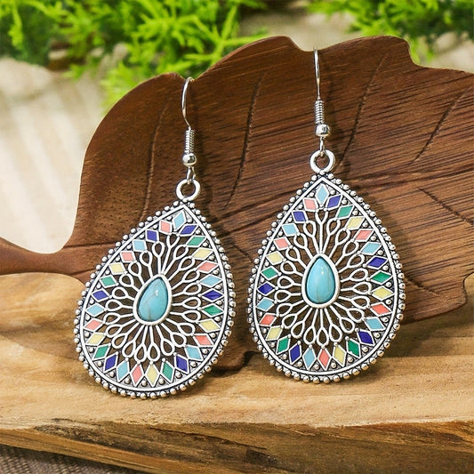 Blue Mosaic Teardrop Earrings