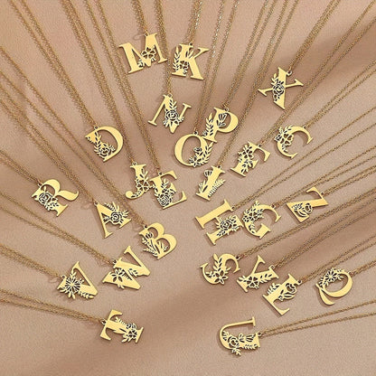 Floral Initial Necklace