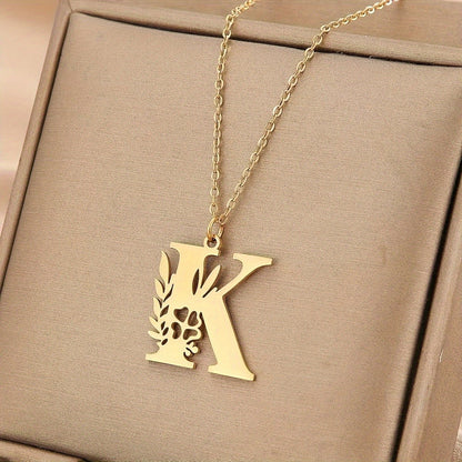 Floral Initial Necklace