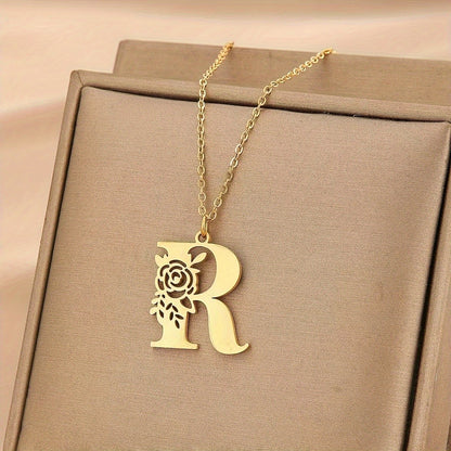 Floral Initial Necklace