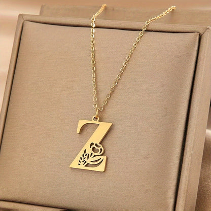 Floral Initial Necklace