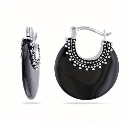 Black Resin Hoop Earrings