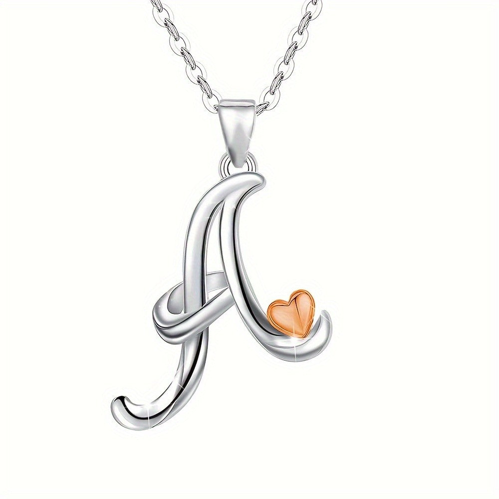 Script Initial Heart Accent Necklace