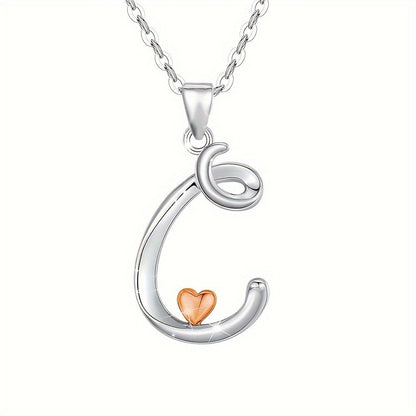 Script Initial Heart Accent Necklace