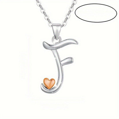 Script Initial Heart Accent Necklace