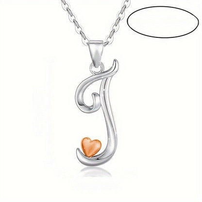 Script Initial Heart Accent Necklace