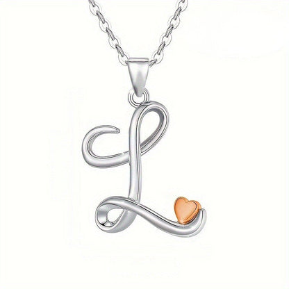 Script Initial Heart Accent Necklace
