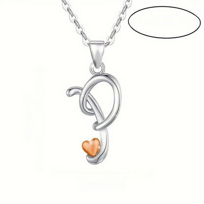 Script Initial Heart Accent Necklace