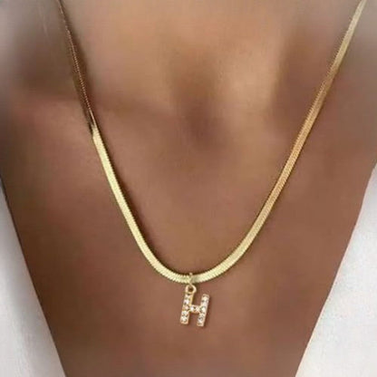 Crystal Initial Snake Chain Necklace