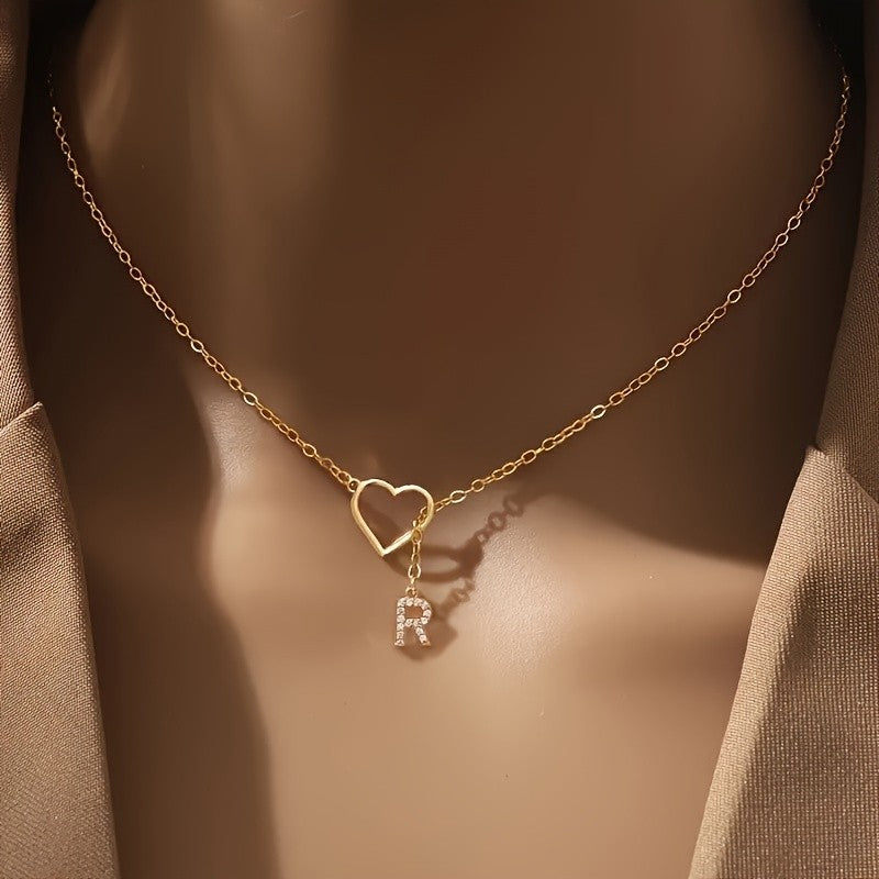 White Open Heart Initial Necklace