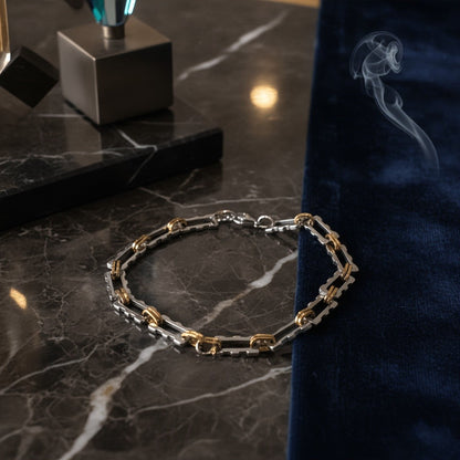 Two-Tone Geometric Link Bracelet