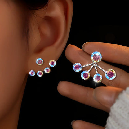 Colorful Zircon Flower Stud Earrings