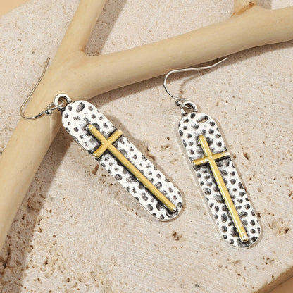 Hammered Cross Earrings
