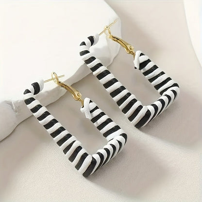 Striped Square Earrings