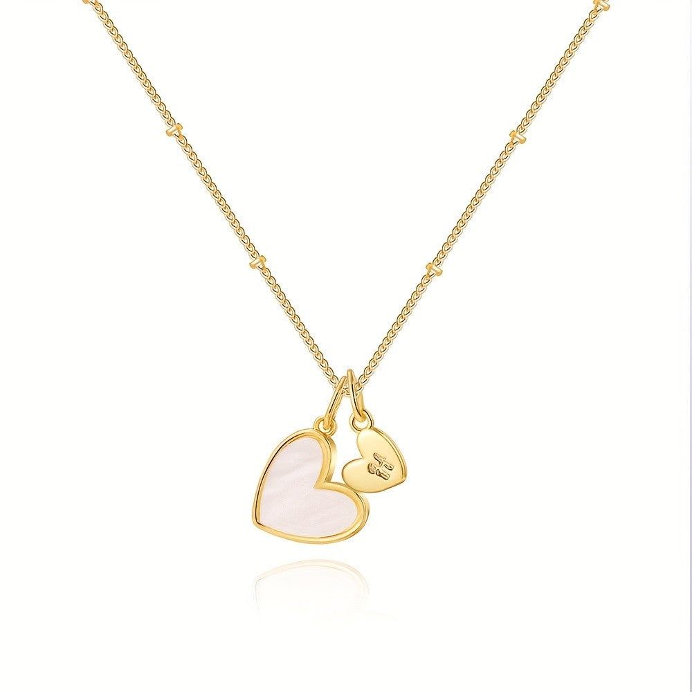 Mother-of-Pearl Heart & Initial Necklace
