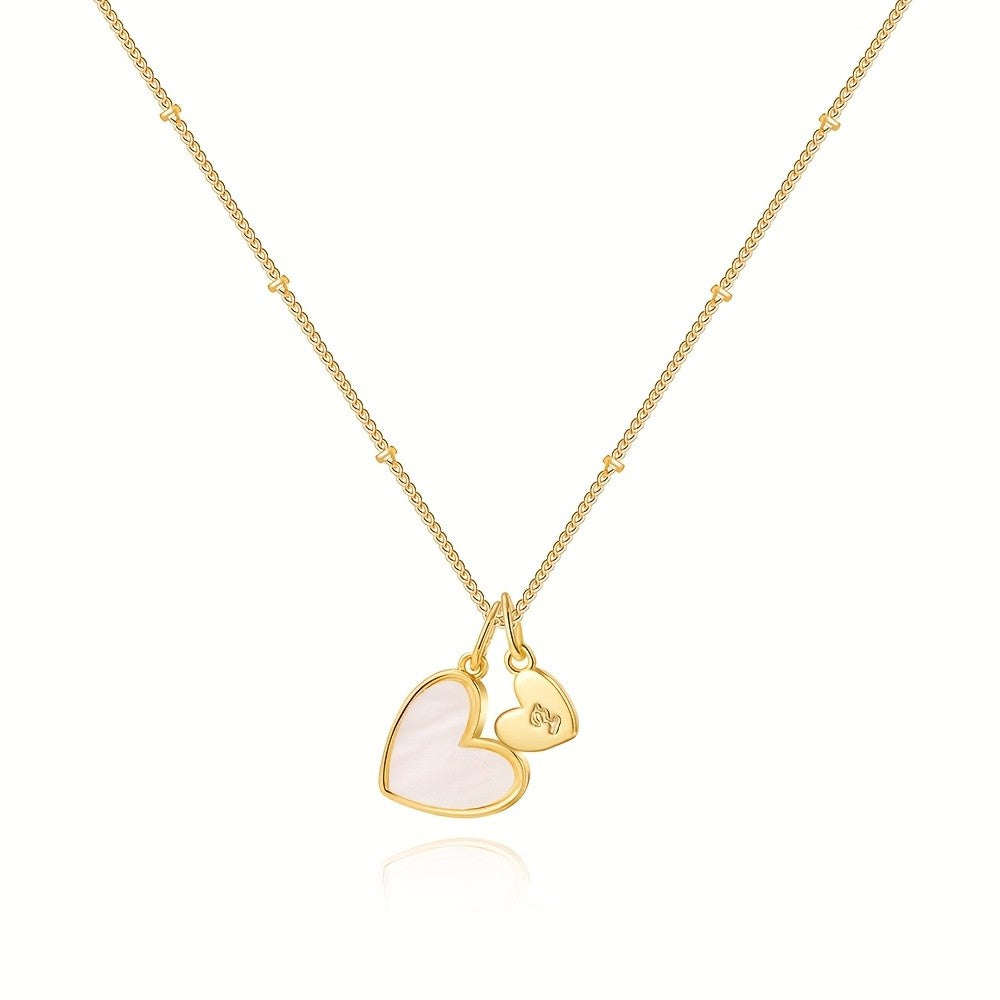 Mother-of-Pearl Heart & Initial Necklace