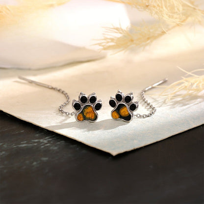 Amber Paw Print Threader Earrings