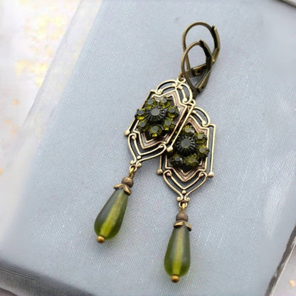 Green Zircon Drop Earrings