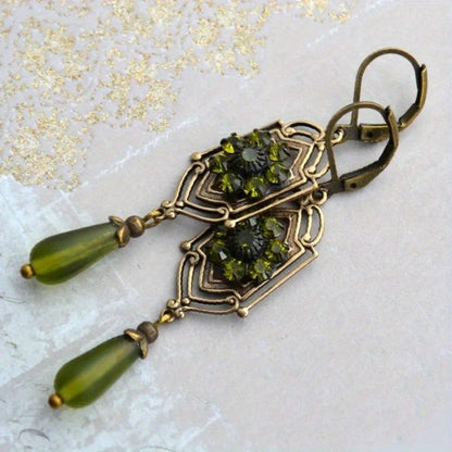 Green Zircon Drop Earrings